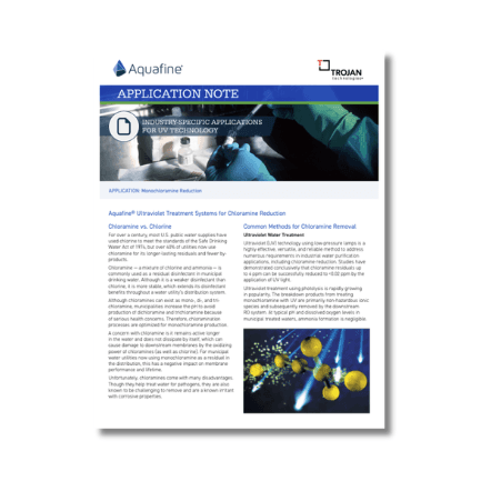 Aquafine Application Note - Chloramines Reductions